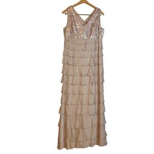 VTG Adrianna Papell mauve gown, bolero. Sequins, tiered. Size 12. wedding guest